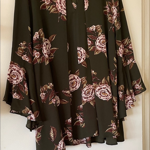 JODIFL|Dark Olive Green/Pink Floral dress|Large|EUC - Picture 5 of 10